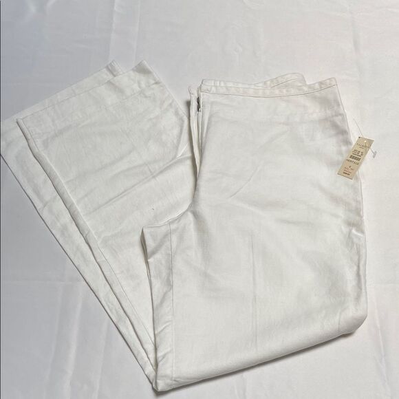 Talbots Crisp White Linen and Cotton Trousers - Picture 1 of 13